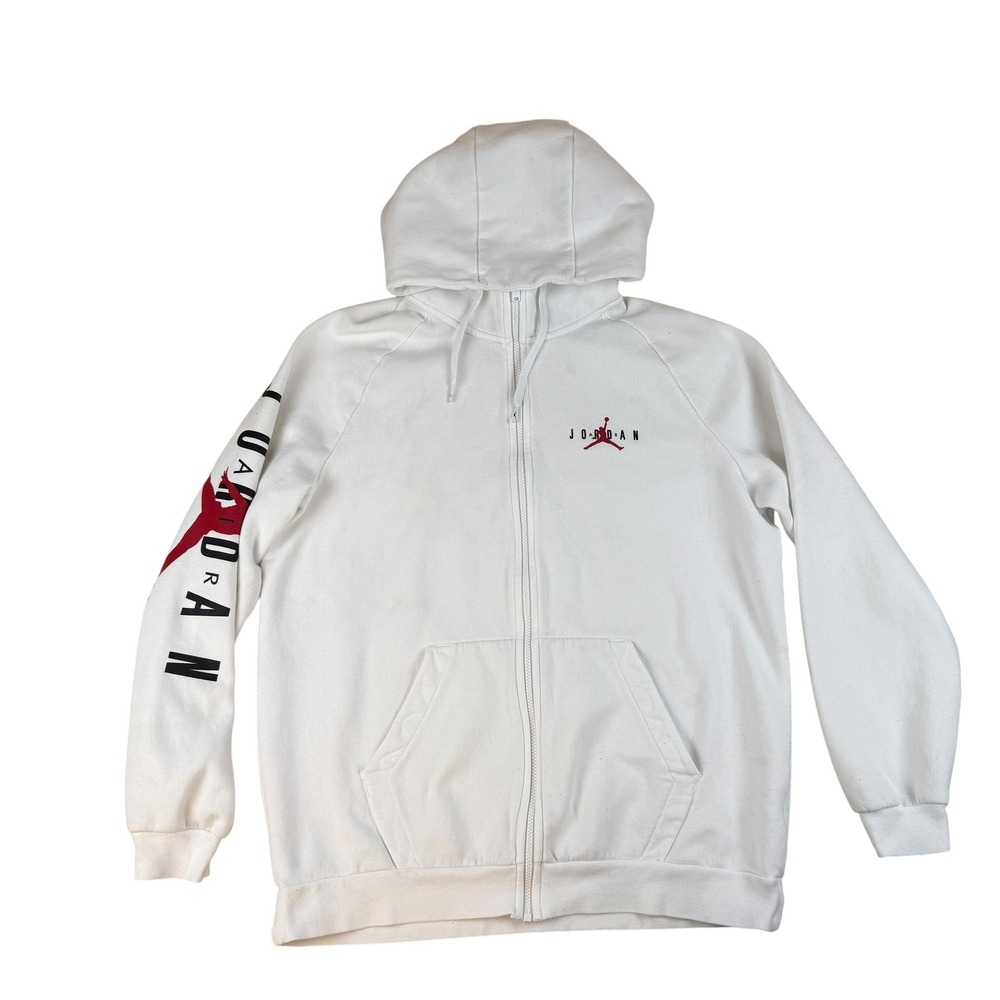 Jordan XL Full Zip Hoodie Streetwear Cotton Blend Graphic Sleeve Logo